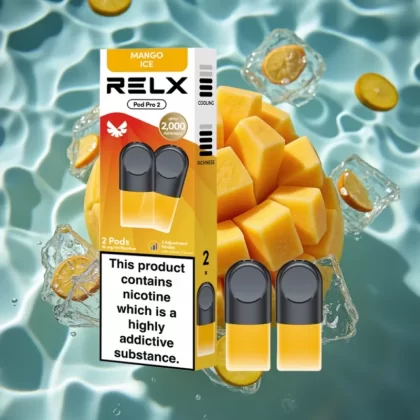 RELX Pod Pro 2 Mango Ice Vape 1.8% Nicotine 600 Puffs 1.9ml Eco/Smooth/Boost Mode 2/3 Pods Pack - Bangvapeaustralia