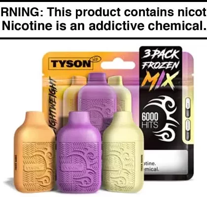 TYSON 2.0 LIGHTWEIGHT DISPOSABLE VAPE 6000 PUFFS (3-PACK) - Vapejuice
