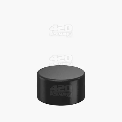 Child Resistant | Smooth Push Down & Turn Plastic PCR Caps for Wide Body Glass Tube | 35mm – Matte Black – 200 Count