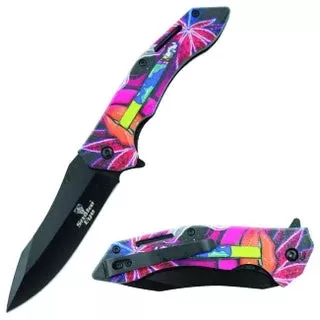 Snake Eye Spring Assist Knife – Tye Dye Stoner Girl - Vape Store