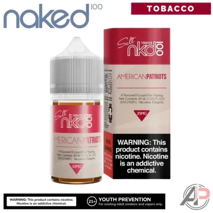 Naked 100 American Patriots Salt Nicotine E-Liquid 30mL - Salt Nicotine 35mg – 30mL, Salt Nicotine 50mg – 30ml