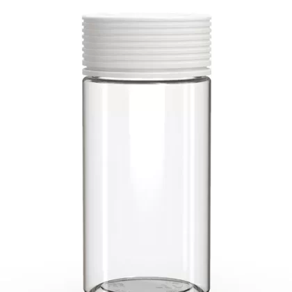 CHUBBY GORILLA | Child Resistant Clear Plastic Spiral Jar w/ White Cap | 55mm – 6oz – 300 Count
