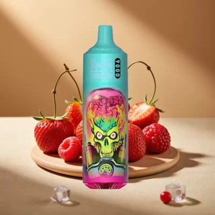 RandM Tornado 9000 Puffs Rechargeable Mesh Coil 18mL RGB Display Strawberry Raspberry Cherry Ice