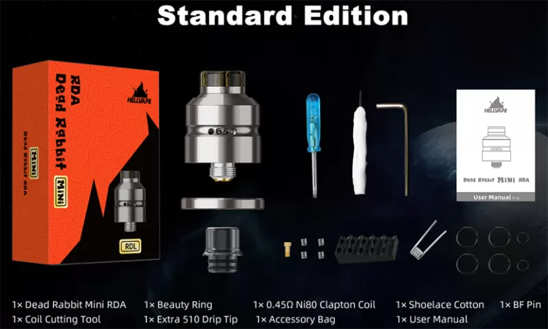 Hellvape Dead Rabbit Mini RDA Atomizer - Gold - Image 3