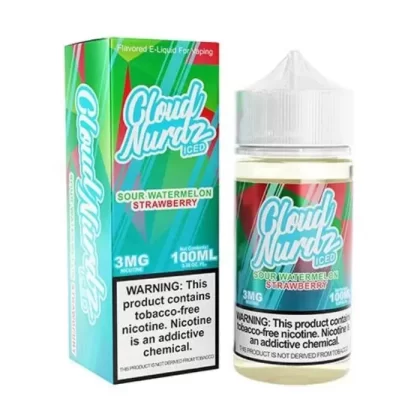 Sour Watermelon Strawberry Iced E-Liquid by Cloud Nurdz - Size#100ml~Nicotine#3MG>6MG>0MG