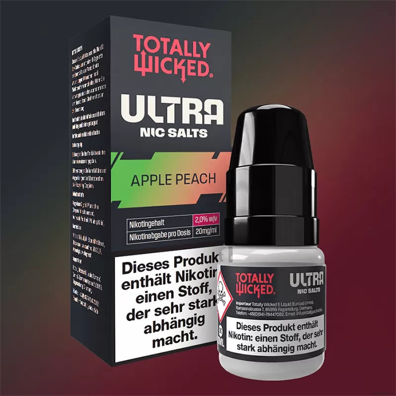Totally Wicked ULTRA – Apple Peach 8ml 20mg/ml - Totally Wicked / Pfirsich / Apfel / 20mg/ml / Nikotinsalz / Aromen / Propylenglykol / pflanzliches Glycerin / 50% VG / 50% PG / 8 ml - Image 2