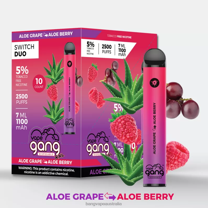 Vape Gang Switch Duo 2 flavors (Box of 10) 6006N38 Aloe Strawberry – Strawberry Mango – Bang Vape Puffs - Bangvapeaustralia - Image 2