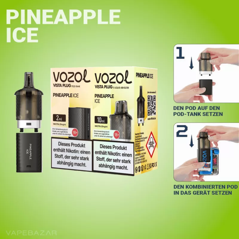 Vozol Vista Plug – Pineapple Ice Prefilled Pod - Vapebazar - Image 2