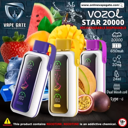 Vozol Star Rechargeable Disposable Vape (20,000 Puffs) - Juicy Peach Ice / 50 mg