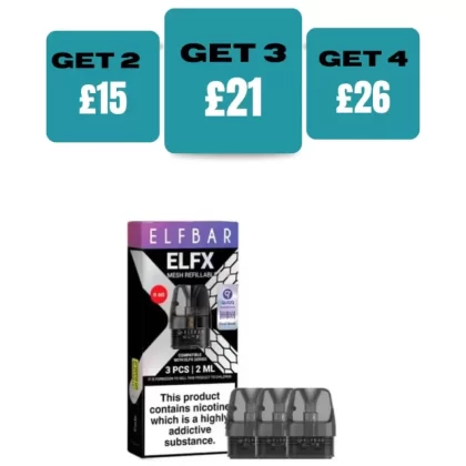 Elf Bar ELFX Replacement Refillable Pods - Pack of 3 - 0.6 Ohms