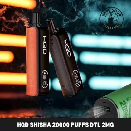 Hqd shisha 20000 puffs dtl 2mg nicotine Disposable Vape Buy in Dubai - Vape Product, BOX OF 10 PCS; Black Ice, Double Mango