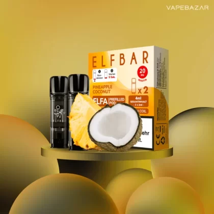 ELFBAR ELFA Pods Pineapple Coconut 20mg – 2er Pack - Elf Bar / Nikotinsalz / Cooling Agent / Propylenglykol / Aromastoffe / Glycerin