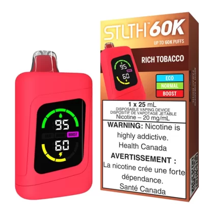 STLTH 60K Disposable Vape Device - Rich Tobacco - 20mg/ml