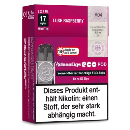 Innocigs Eco Pod – Lush Raspberry – 2er Pack - Innocigs Eco Pod / Himbeere / 17mg/ml