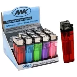 MK Disposable Flint Lighter – 50 Counts Per Display – Assorted Colors