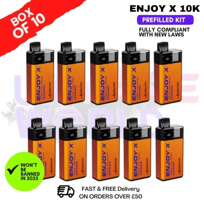 Strawberry Watermelon Bubblegum Enjox X 10K Puff Prefilled Pod Kits Box Of 10