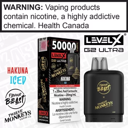 Hakuna Iced Flavour Beast X 12M LEVEL X G2 Ultra POD