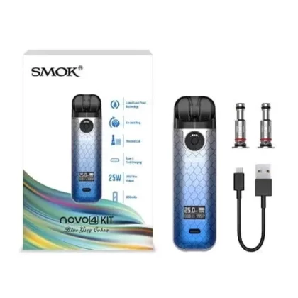 Smok Novo 4 Kit - Color#Black Carbon Fiber>Blue Grey Cobra>Fluid 7-Color