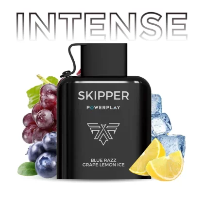 Skipper Powerplay Intense – Blue Razz Grape Lemon Ice Disposable Pod (16000 Puff) (50Mg)
