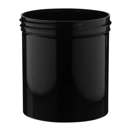 Plastic Jar | Wide Mouth Straight Sided Plastic Jars – Black | 89mm – 16oz – 205 Count