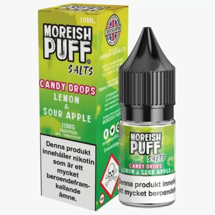 Moreish Puff Lemon & Sour Apple Nicosalt 10mg 10ml – vape juice med nikotin