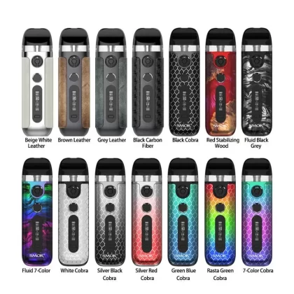 SMOK Novo 5 30W Pod Starter Kit - Color#7-Color Cobra>Beige White Leather>Black Carbon Fiber>Black Cobra>Brown Leather>Fluid 7-Color>Fluid Black Grey>Green Blue Cobra>Grey Leather>Rasta Gree