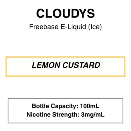 Lemon Custard – Cloudys Premium E- Liquid Freebase – 100mL - Vape Product, Vape Product; Vape Product