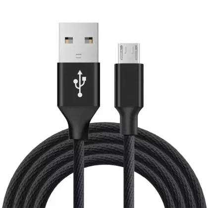 Nylon Braided Micro USB Cable - Colour#Silver>Black (19BE7D)
