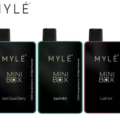 MYLE Mini Box 1500 Puffs Disposable Device - FLAVORS#Cubano>Clear>Grape Ice>Iced Mint>Iced Lychee>Iced Blueberry>Iced Apple>Iced Quadberry>Iced Watermelon>Lush Ice>Lemon Mint>Pink Lemonade>P (576FB0)