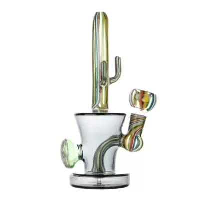 Cactus Cloud Percolator Bong – 6in - Color#Black>Green>Blue