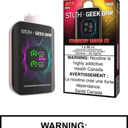 Strawberry Banana Ice STLTH x Geek Bar 80K Disposable Vape