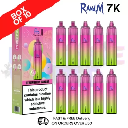 Strawberry Banana RandM 7000 Puff T7000 Box Of 10