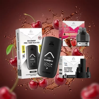 Arcbear Pro 15000 Starterkit – Cherry Cola 20mg/ml Nikotin - Cola / Kirsche / 20mg/ml / bis zu 15000 / USB-C / 1000 mAh / 10 ml / Dual-Mesh / ECO 12 W / BOOST 20 W