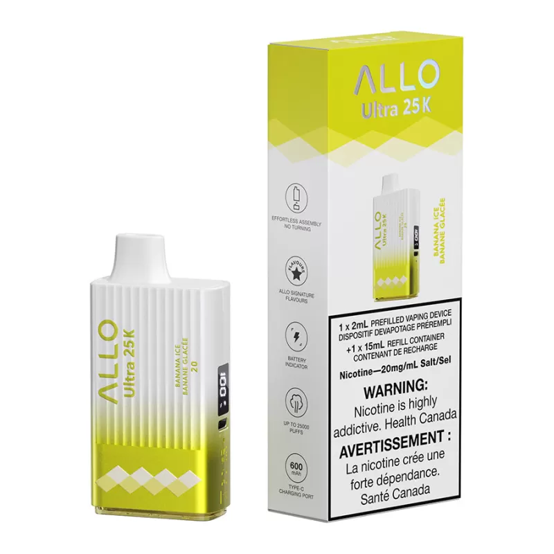 Allo Ultra 25K Disposable Vape Device - Banana Ice 17ml - 20mg/ml