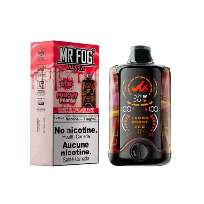Mr Fog Aura 60K Disposable Vape Nicotine Free – Punchy Peach - Strength#NICOTINE FREE>NICOTINE FREE (ONT-TAX)
