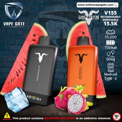 IGNITE - V155 Rechargeable Disposable Vape (15,500 Puffs) - Watermelon Dragonfruit / 50 mg