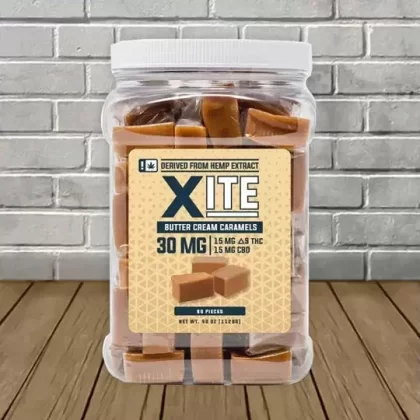 Xite Delta 9 THC Butter Cream Caramels - count#Single Piece Xite Butter Cream Caramel>Bucket of 70 Pieces Xite Butter Cream Caramel