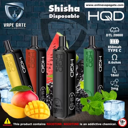 HQD Shisha Disposable Vape (20,000 PUFFS) - Raspberry Grape / 3 mg