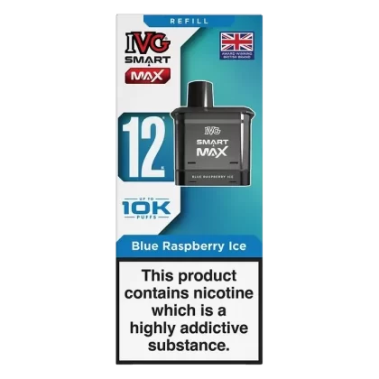 IVG Smart Max 10K Prefilled Pods - Choose#Blue Raspberry Ice>Blue Razz Lemonde>Blue Sour Raspberry>Classic Menthol>Frozen Cherry>Lemon & Lime>Pineapple Ice>Retro Orange>Strawberry Raspberry