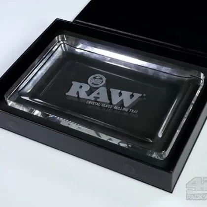 RAW | Crystal Glass Rolling Tray | 11in x 7in – Small – Glass - Ejuicewarehouse