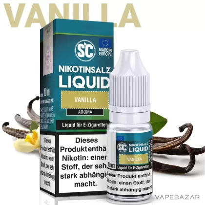 SC Salt Liquid – Vanilla - Propylenglycol, Pflanzliches Glycerin, Nikotinbenzoat, Aroma, Nikotinmalat; 20mg/ml, 10mg/ml; Vanille