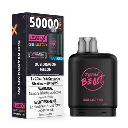 Flavour Beast Level X G2 Ultra Pod – 50k Puffs – Dub Dragon Melon