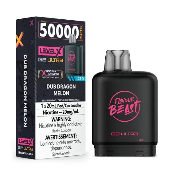 Flavour Beast Level X G2 Ultra Pod – 50k Puffs – Dub Dragon Melon