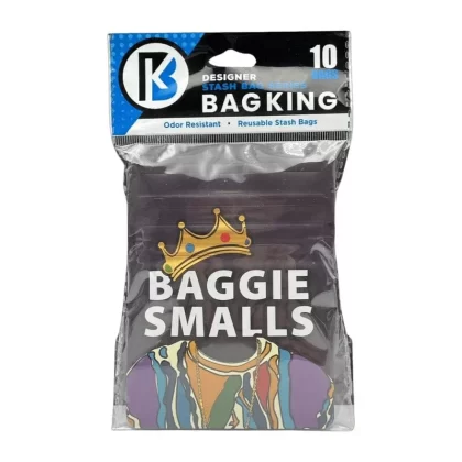10-Pack Bag King Baggie Smalls Wide Mouth Child-Resistant Mylar Bag | 1/8th ounce
