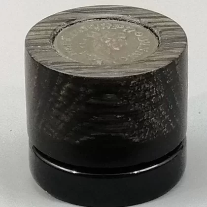 5ml Black Glass Container with Bog Oak w/Roman Coin Top by PhattPiggie