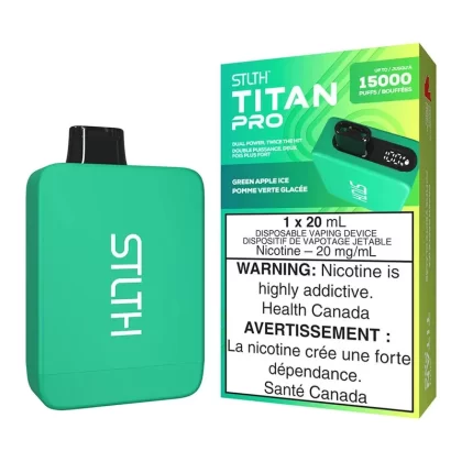 STLTH Titan Pro Disposable Vape Device – Green Apple Ice - Nicotine Strength#20mg/ml
