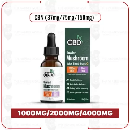 CBDFx Relax Unwind Blend Mushroom Tincture + CBN + CBD - Thevapersworld