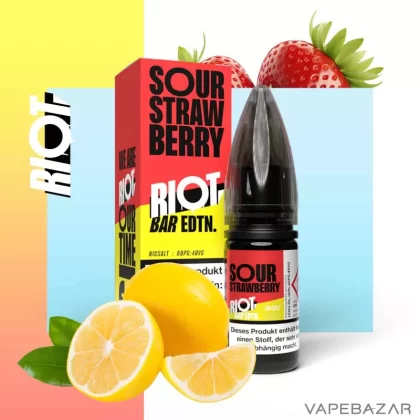 Riot Salt Bar Liquid – Sour Strawberry - 20mg/ml, 10mg/ml; Riot Saltbar; Zitrone, Erdbeere