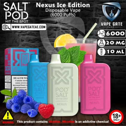 Nexus Ice Edition Disposable Vape (6000 Puffs) - Fresh Raspberry Mint / 20 mg