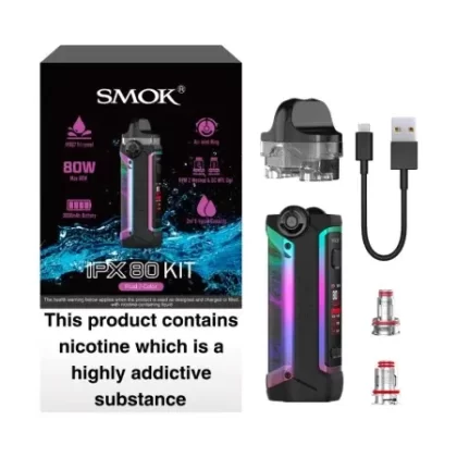 Smok IPX80 Vape Kit - Colour#Black Carbon Fiber>Brown>Red>Fluid 7 Colour>Fluid Black Grey